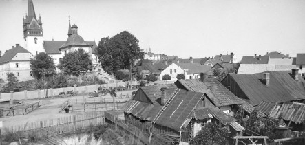 Panorama centrum miasta z placem i ulicą Jana Kilińskiego - z początku lat 30. ubiegłego wieku