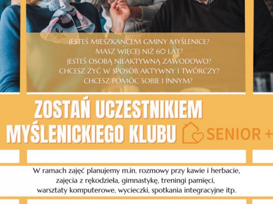 Zostań uczestnikiem Myślenickiego Klubu SENIOR+