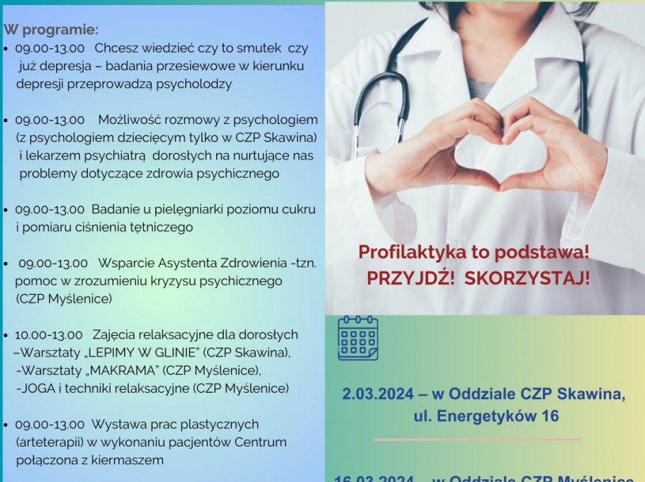 Centrum Zdrowia Psychicznego Małopolska Południe zaprasza na „białą sobotę”